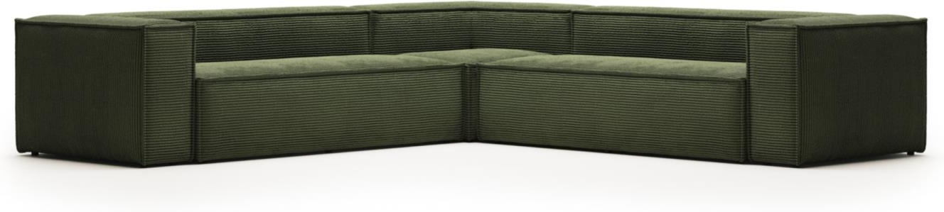 Hjørnesofa Kave Home Blok L-sofa 320x320 cm grøn stof