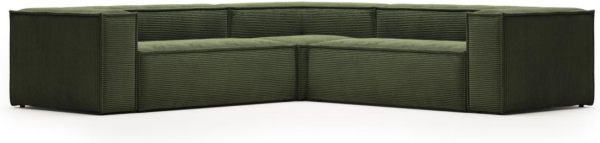 Hjørnesofa Kave Home Blok grøn corduroy 4-personers sofa 290x290 cm
