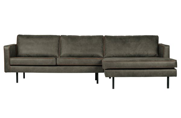 WOOOD Rodeo sofa, m. højre chaiselong - army grøn stof