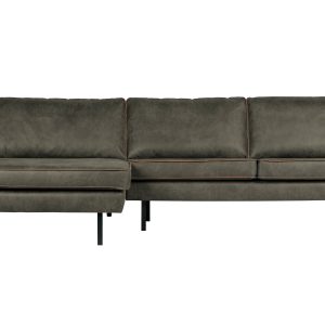 WOOOD Rodeo sofa, m. venstre chaiselong - army grøn stof
