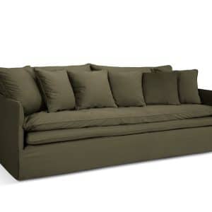 MICADONI Boho 4 pers. sofa, m. aftageligt betræk - grøn imiteret fløjl stof
