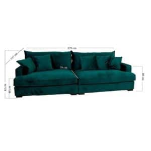 Chelsey flydersofa | 3 personers sofa grøn velour | Small
