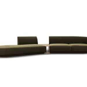 MICADONI Miley 4 pers. modulær sofa, venstre, m. sofabord - grøn fløjl